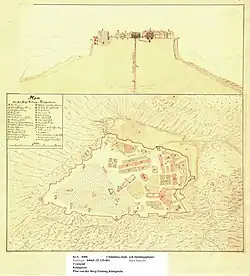 Querschnitt durch die Festung Königstein mit Burgbrunnen
