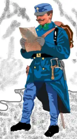 Dienst­führender Oberjäger (Feldwebel) in Winter­marsch­adjustierung