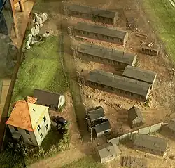 Die Gebäudesituation im Modell des KZ-Außenlagers Holzen