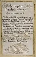 Epitaphinschrift Joseph Anton von Kageneck, aus dem Thesaurus Palatinus