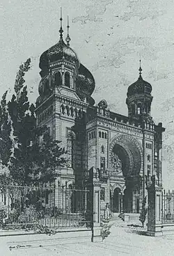 Synagoge Kaisers­lautern, Zeichnung, um&nbsp;1890