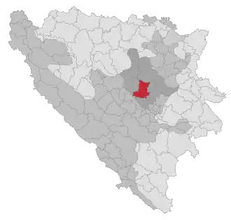 Lage der Gemeinde Kakanj in Bosnien und Herzegowina (anklickbare Karte)