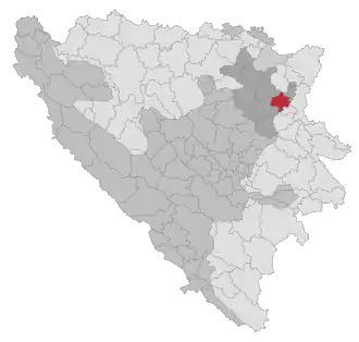 Lage der Gemeinde Kalesija in Bosnien und Herzegowina (anklickbare Karte)