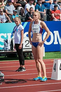 Auch Hanna-Maari Latvala war nach ihrem Ausscheiden im Semifinale über 100&nbsp;Meter hier im Finale dabei und belegte Rang&nbsp;sieben