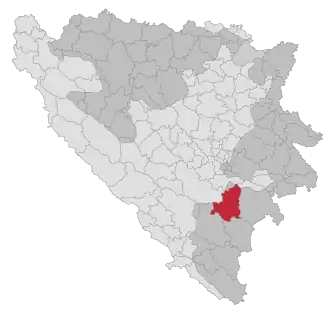 Lage der Gemeinde Kalinovik in Bosnien und Herzegowina (anklickbare Karte)