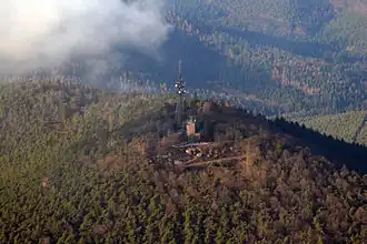 Blick auf die Kalmit aus dem Flugzeug (etwa in Richtung Nordwesten)