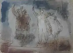 Aquarell "Winken"von Walter Kampmann vom Juli 1943