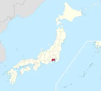 Lage der Präfektur Kanagawa in Japan