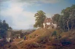 Kapelle am Oberrhein (Die Lorettokapelle bei Freiburg i.Br.). Gemälde von Carl Friedrich Lessing, Öl auf Leinwand, 136&nbsp;cm × 205&nbsp;cm, von 1860