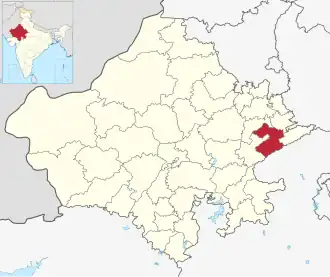 Positionskarte des Distrikts Karauli