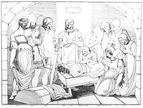 Sifrids Tod, 1812, posthum 1821 als Lithographie veröffentlicht.