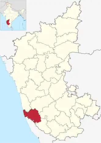 Positionskarte des Distrikts Dakshina Kannada