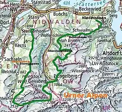 Verlauf des Weges (grün).