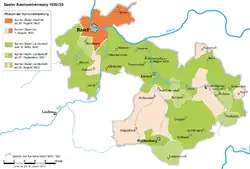 Karte zur Basler Kantonstrennung 1832/33