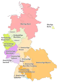 Geografische Einteilung der Oberligen zur Saison 1976/77