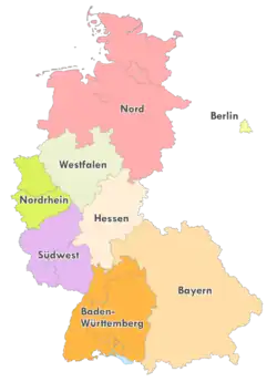 Geografische Einteilung der Oberligen zur Saison 1981/82