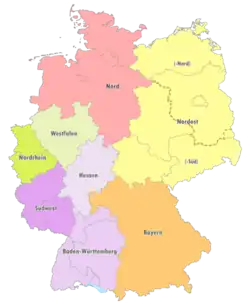 Geografische Einteilung der Oberligen zur Saison 2004/05