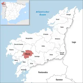 Die Lage der Comarca A Barcala in der Provinz A Coruña