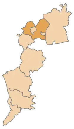 Lage des Bezirkes Eisenstadt-Umgebung innerhalb des Burgenlandes