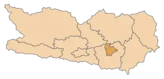 Lage des Bezirks Klagenfurt am Wörthersee im Bundesland Kärnten (anklickbare Karte)