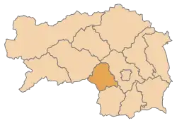Lage des Bezirks Bezirk Voitsberg im Bundesland Steiermark (anklickbare Karte)
