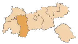 Lage des Bezirks Bezirk Imst im Bundesland Tirol (anklickbare Karte)