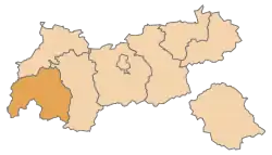 Lage des Bezirkes Landeck innerhalb Tirols