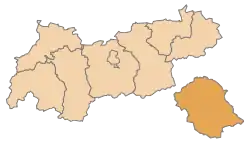 Lage des Bezirks Bezirk Lienz im Bundesland Tirol (anklickbare Karte)