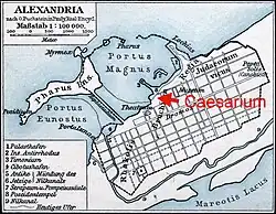 Standort des Caesariums am Hafen der antiken Stadt Alexandria