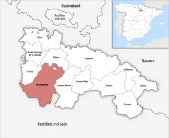 Die Lage der Comarca Alto Najerilla in der autonomen Gemeinschaft La Rioja