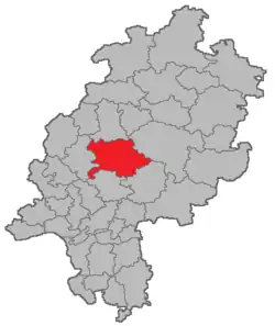 Lage des Amtsgerichtsbezirks Gießen in Hessen