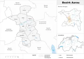 Karte von Bezirk Aarau