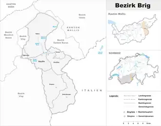 Karte von Bezirk Brig frz. District de Brigue