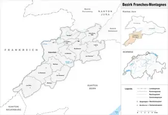 Karte von Bezirk Freiberge (frz.: District des Franches-Montagnes)