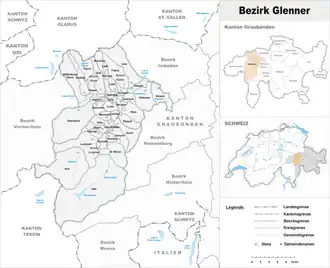 Karte von Bezirk Glenner