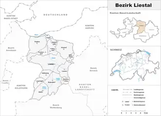 Karte von Bezirk Liestal
