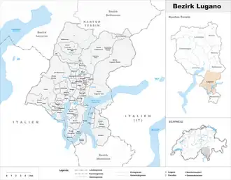 Karte von Bezirk Lugano