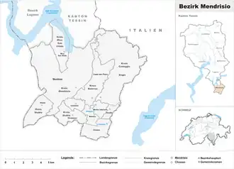 Karte von Bezirk Mendrisio