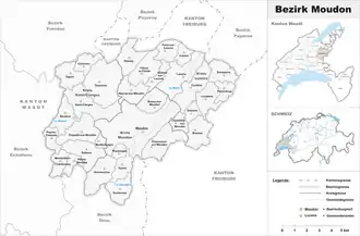 Karte von Bezirk Moudon