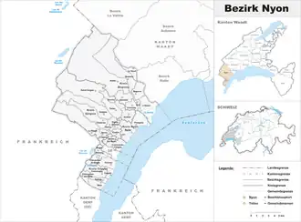 Karte von Bezirk Nyon