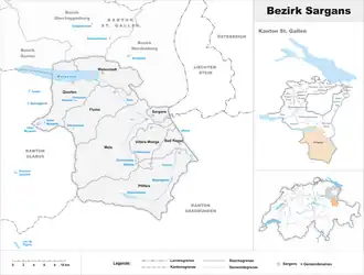Karte von Bezirk Sargans