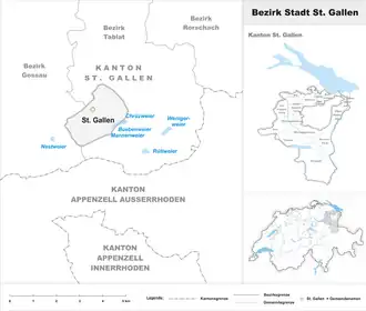 Karte von Bezirk Stadt St. Gallen