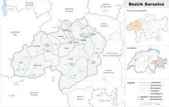 Karte von Bezirk Surselva