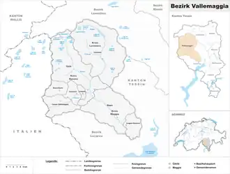 Karte von Bezirk Vallemaggia