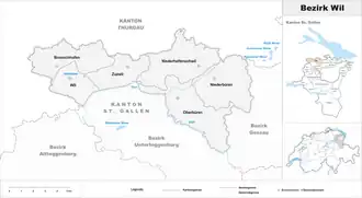 Karte von Bezirk Wil