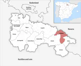 Die Lage der Comarca Calahorra in der autonomen Gemeinschaft La Rioja