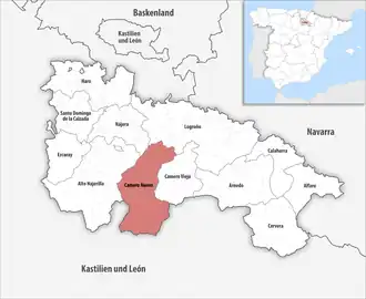 Die Lage der Comarca Camero Nuevo in der autonomen Gemeinschaft La Rioja