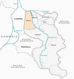 Österreichkarte, Position von Schoren hervorgehoben