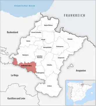 Die Lage der Comarca Estellerriko Erribera in der autonomen&nbsp;Gemeinschaft&nbsp;Navarra