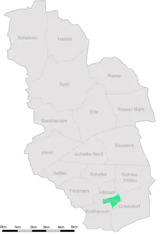 Die Lage der Neustadt in Gelsenkirchen